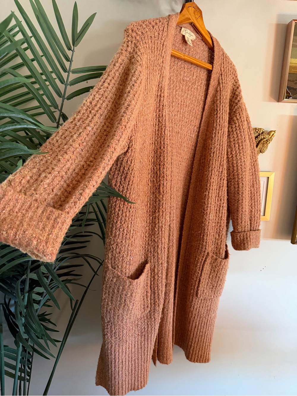 Jessica Simpson Chunky Open-Front Cardigan in Dusty Rose